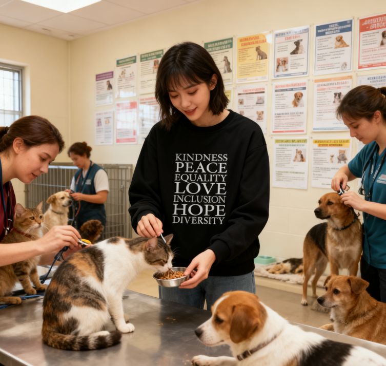 "Kindness Peace Love" Values-Focused Crewneck Sweatshirt