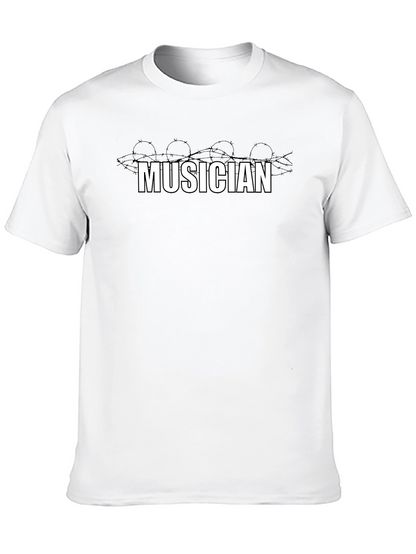 Musician Barbed Wire Graphic Tee - Black Cotton T-Shirt