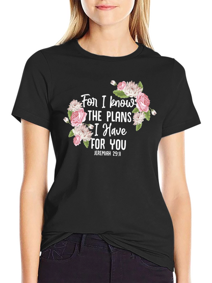 Floral Scripture T-Shirt - Jeremiah 29:11 Black Tee