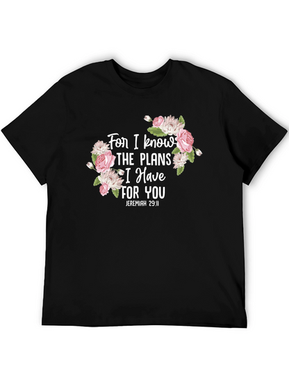Floral Scripture T-Shirt - Jeremiah 29:11 Black Tee