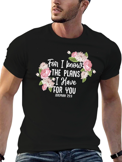 Floral Scripture T-Shirt - Jeremiah 29:11 Black Tee