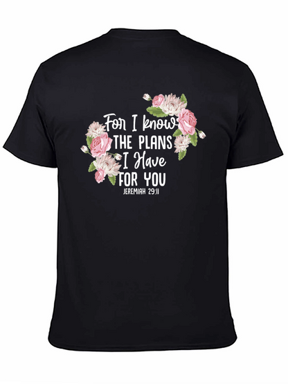 Floral Scripture T-Shirt - Jeremiah 29:11 Black Tee
