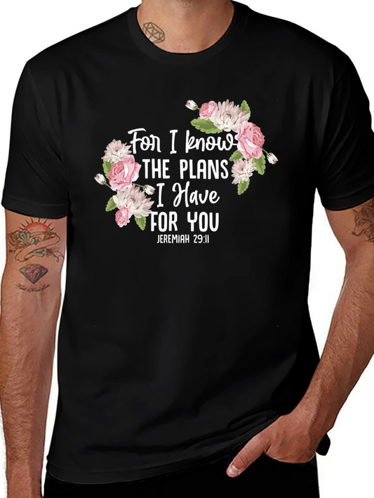 Floral Scripture T-Shirt - Jeremiah 29:11 Black Tee