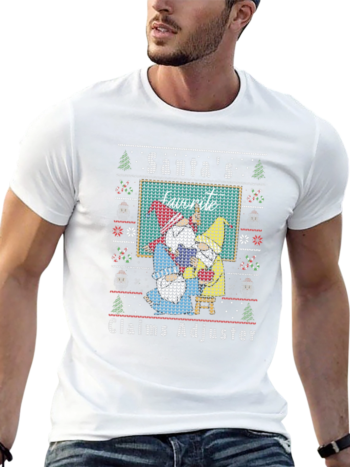 Santas Favorite Claims Adjuster Ugly Christmas T-Shirt