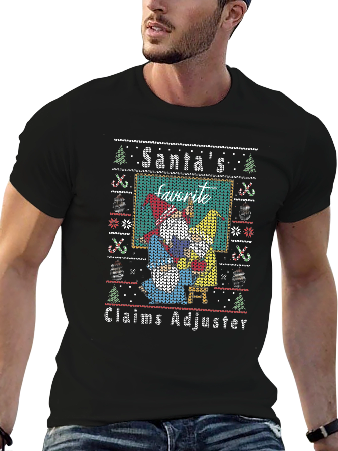 Santas Favorite Claims Adjuster Ugly Christmas T-Shirt