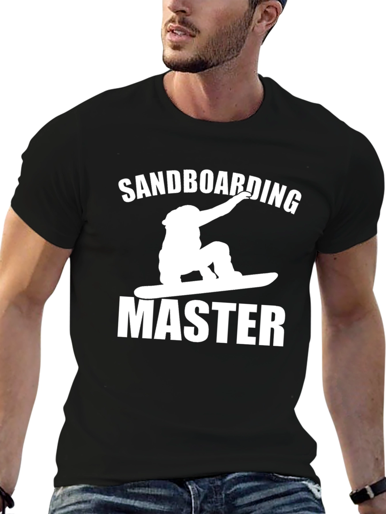Sandboarding Master Graphic Tee - Black Cotton T-Shirt