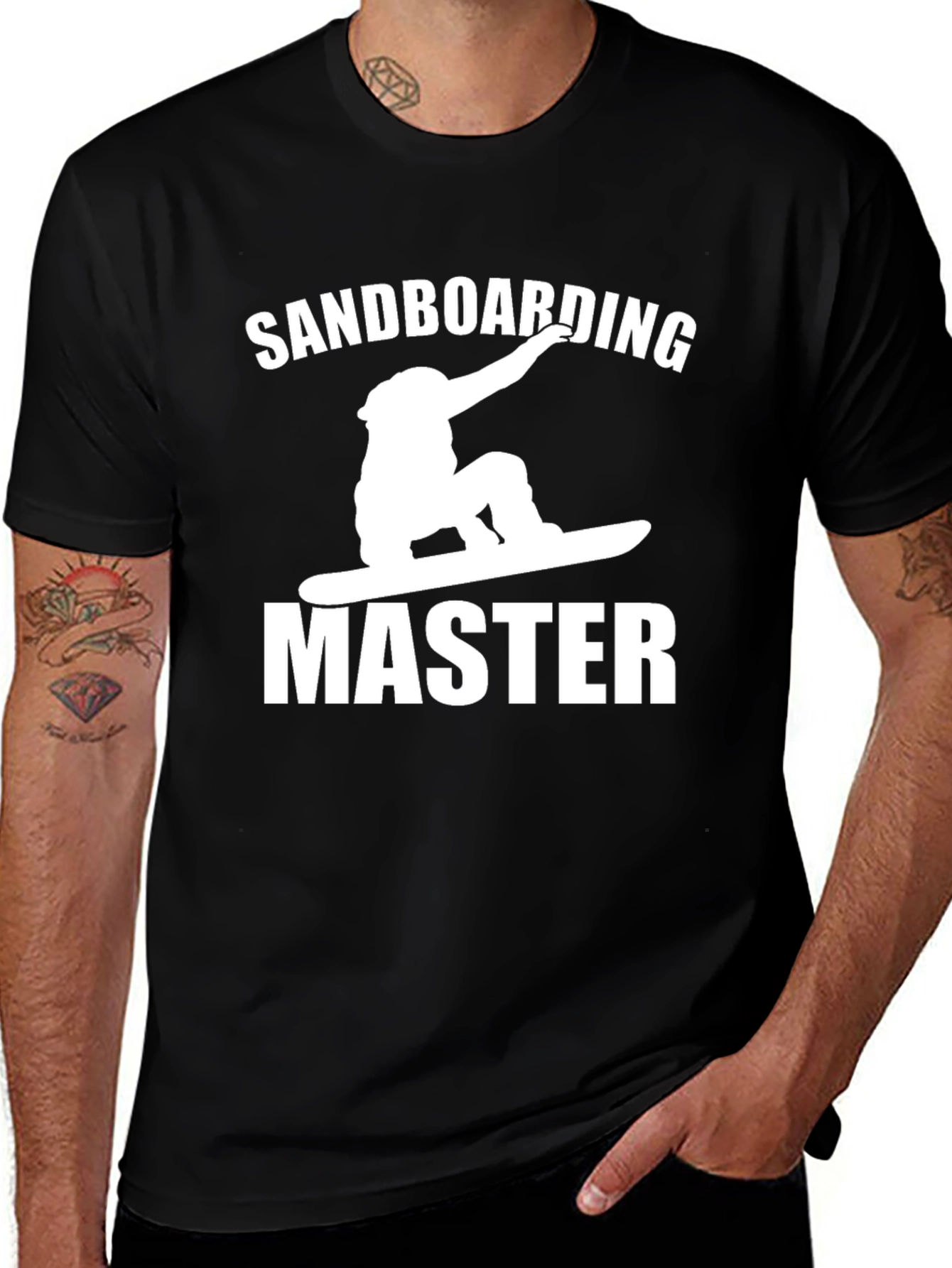 Sandboarding Master Graphic Tee - Black Cotton T-Shirt