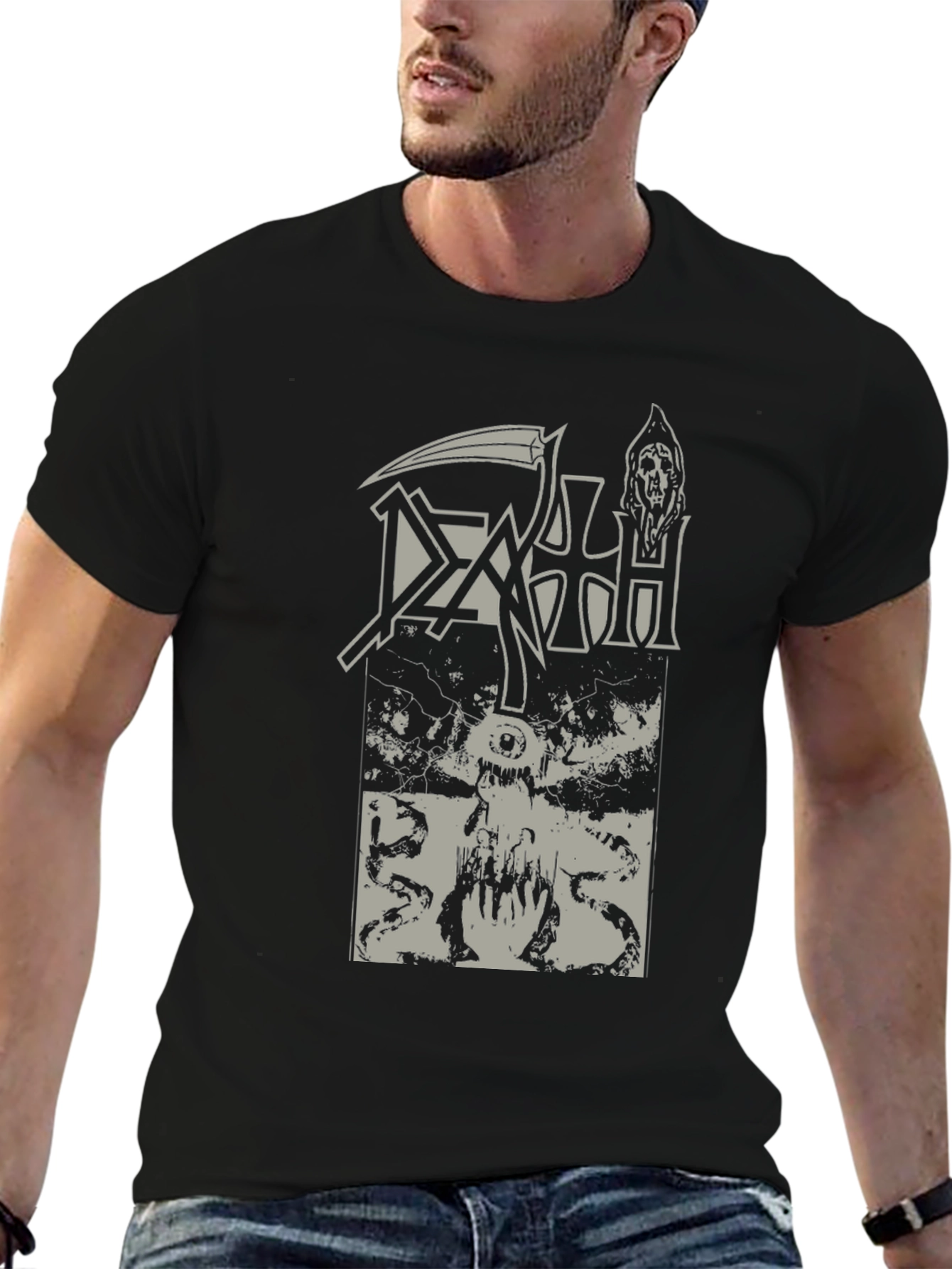 Death Metal Band Tee - Black Graphic Print Shirt
