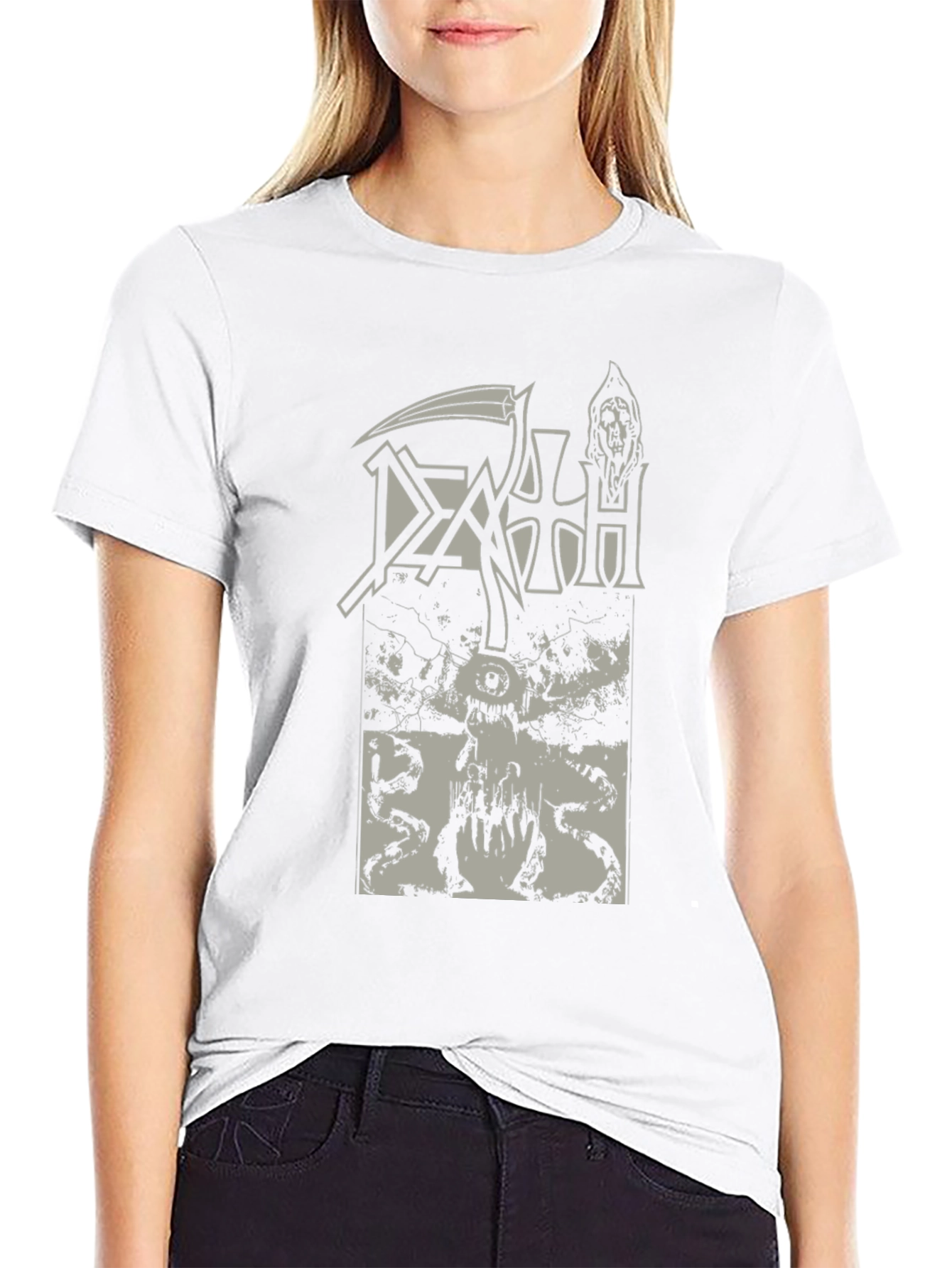 Death Metal Band Tee - Black Graphic Print Shirt