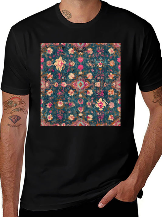 Floral Pattern Black T-Shirt