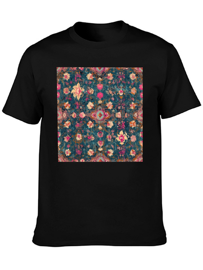 Floral Pattern Black T-Shirt