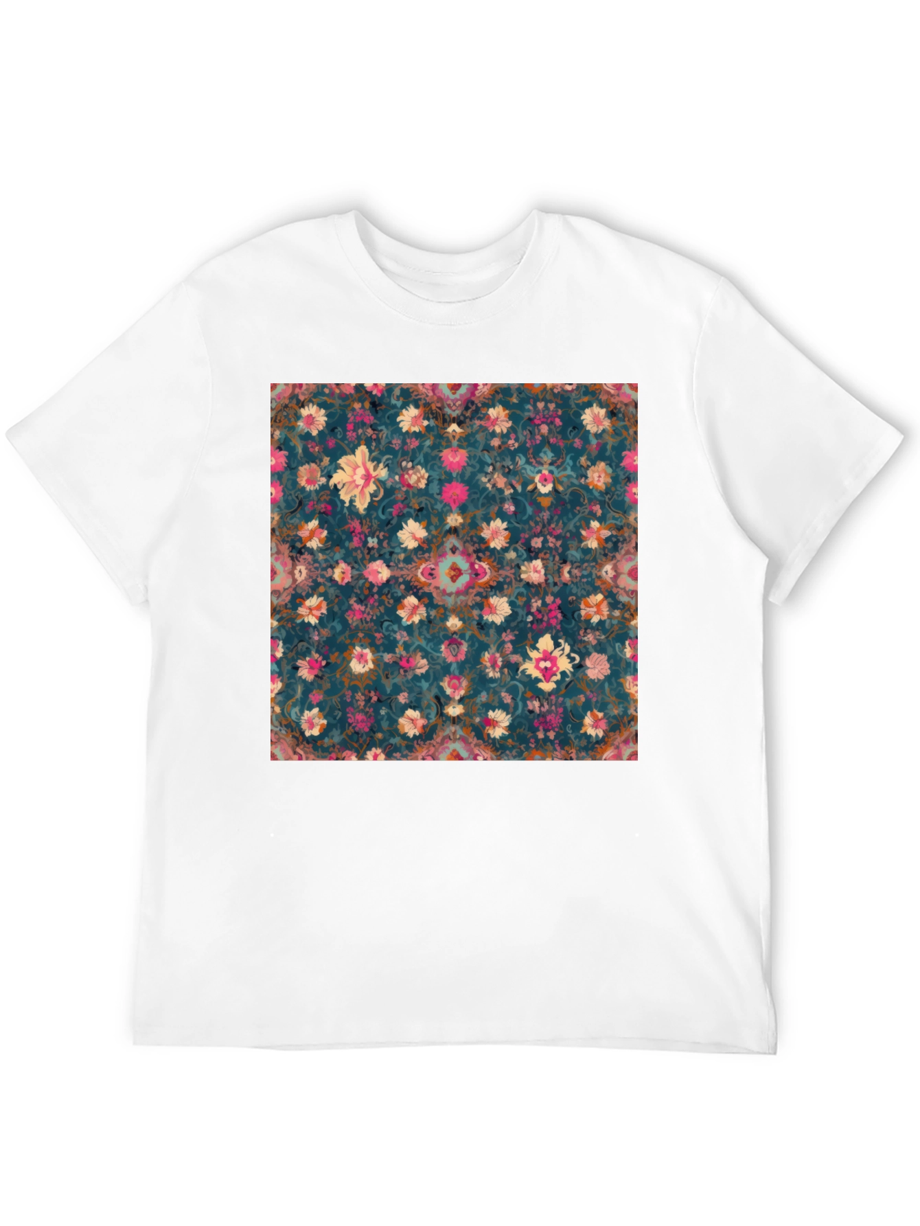 Floral Pattern Black T-Shirt