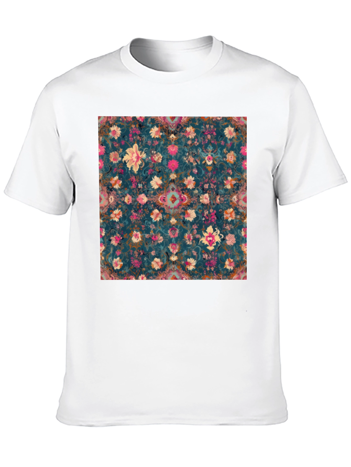 Floral Pattern Black T-Shirt