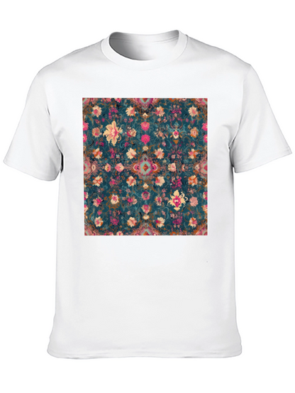 Floral Pattern Black T-Shirt