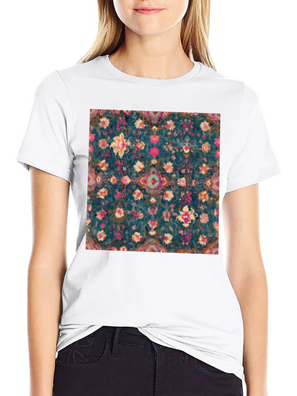 Floral Pattern Black T-Shirt