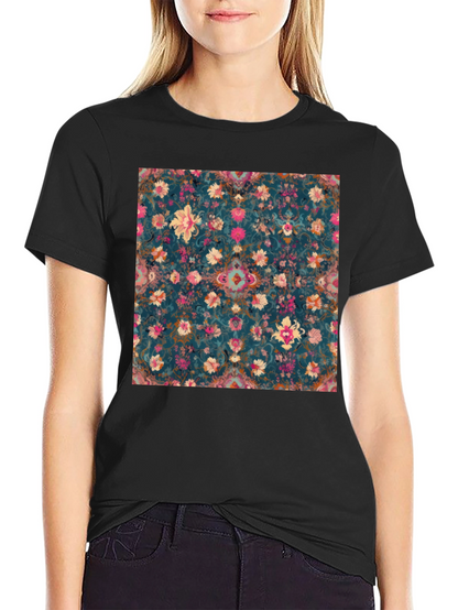 Floral Pattern Black T-Shirt