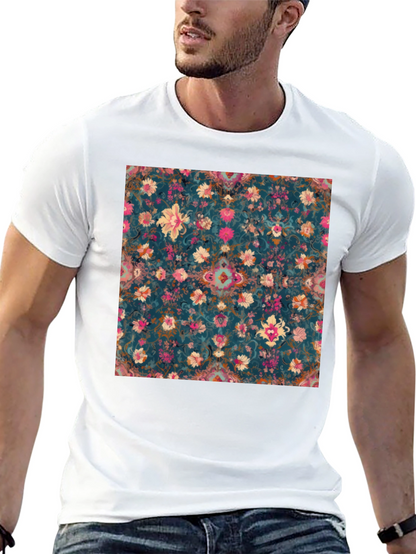 Floral Pattern Black T-Shirt