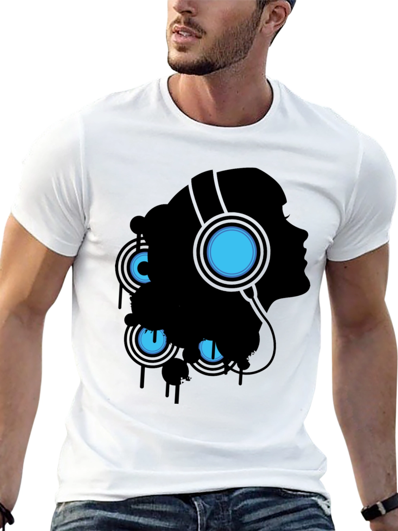 Silhouette Headphones Graphic Tee - Black