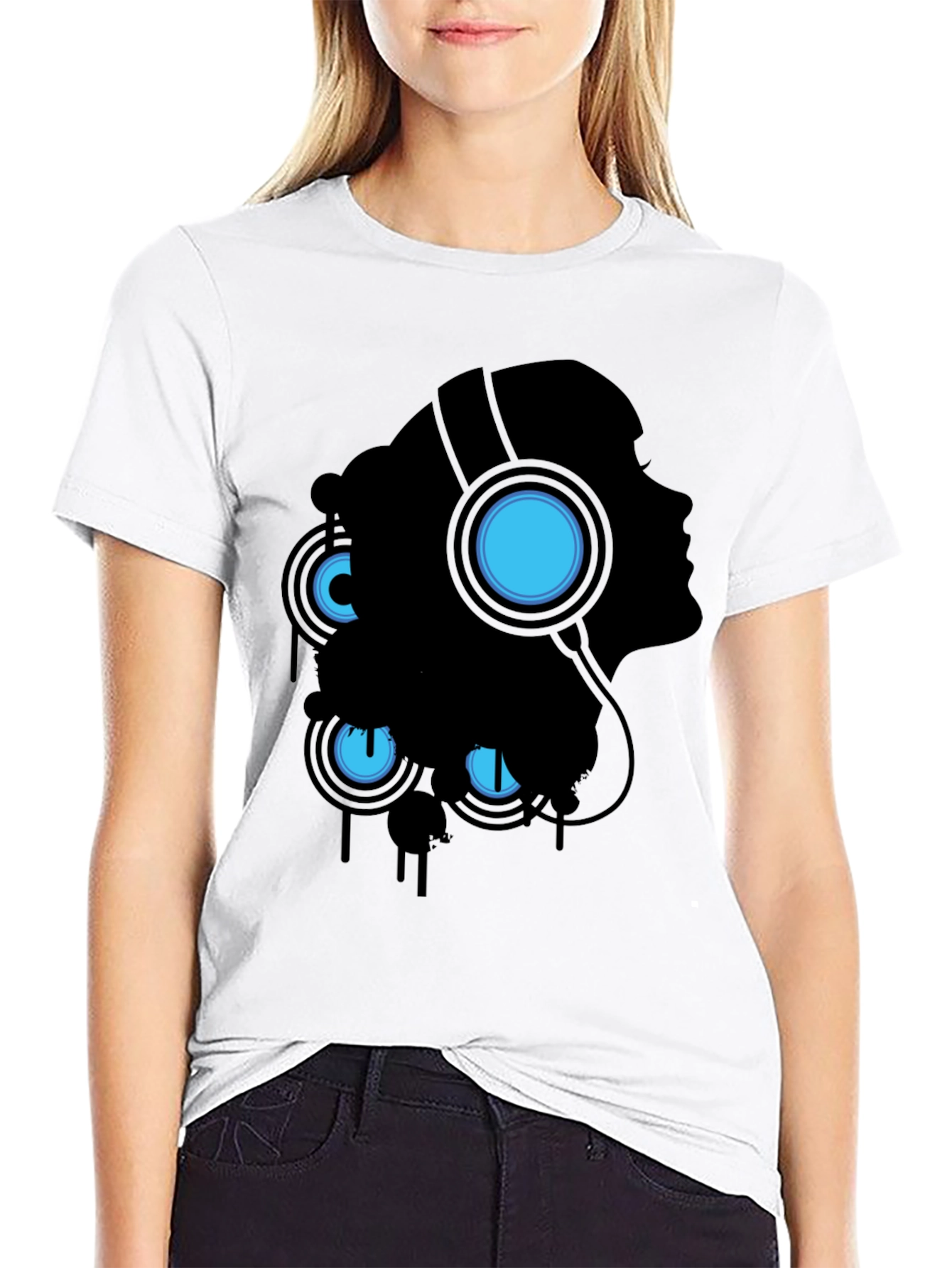 Silhouette Headphones Graphic Tee - Black