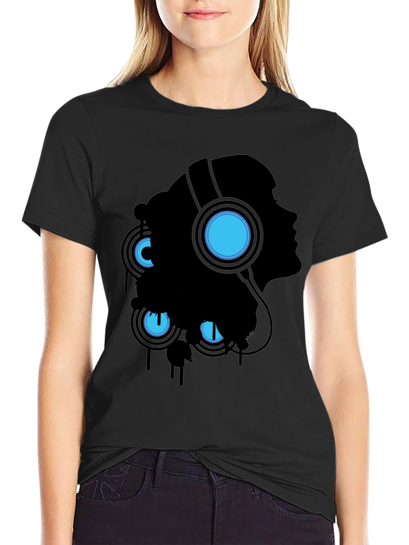 Silhouette Headphones Graphic Tee - Black