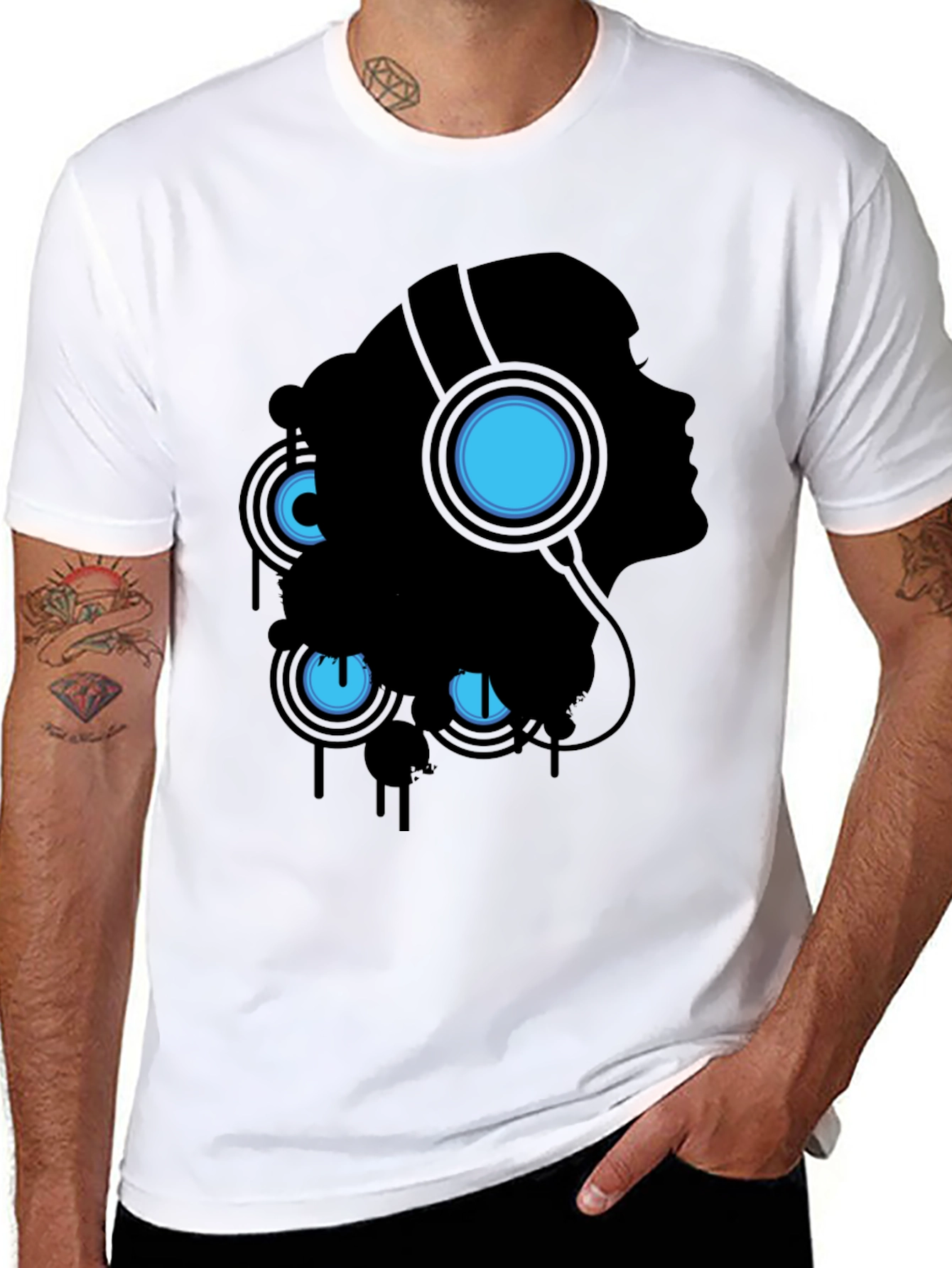 Silhouette Headphones Graphic Tee - Black