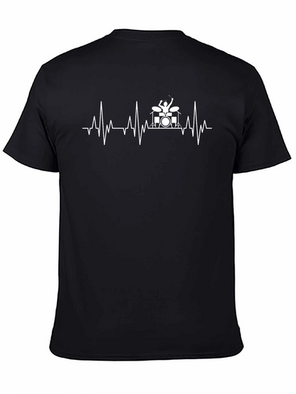 Drummer Heartbeat Graphic Tee - Music Lover Shirt