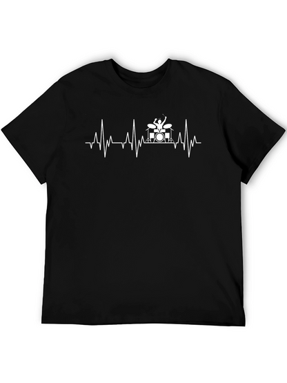 Drummer Heartbeat Graphic Tee - Music Lover Shirt