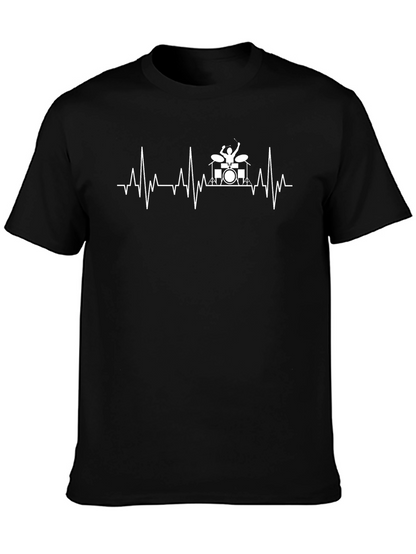 Drummer Heartbeat Graphic Tee - Music Lover Shirt