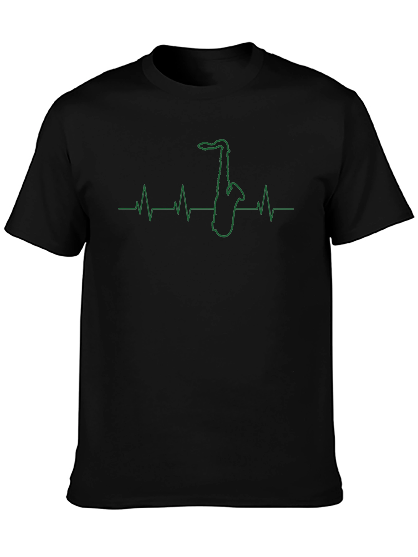 Saxophone Heartbeat Graphic Tee - Black