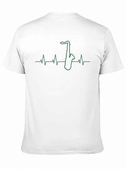 Saxophone Heartbeat Graphic Tee - Black