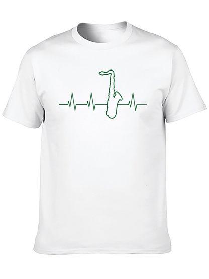 Saxophone Heartbeat Graphic Tee - Black