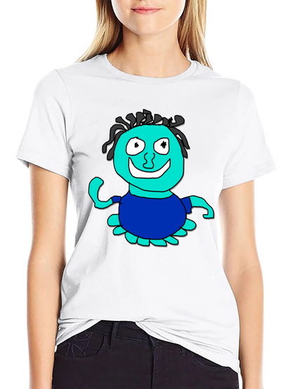 Fun Cartoon Character Graphic Black T-Shirt