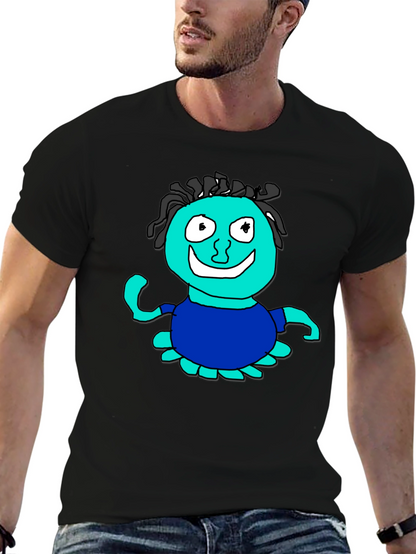 Fun Cartoon Character Graphic Black T-Shirt