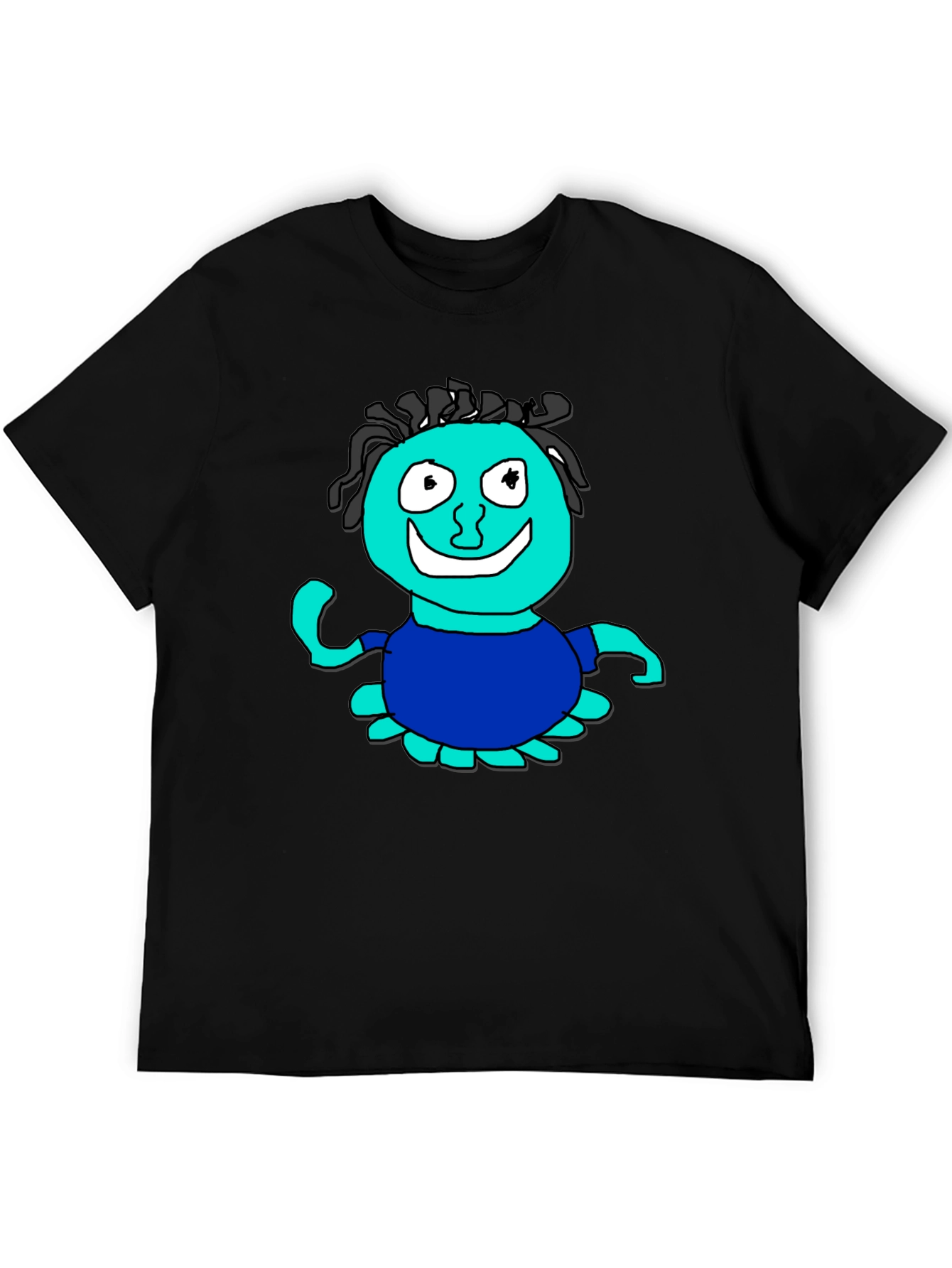 Fun Cartoon Character Graphic Black T-Shirt