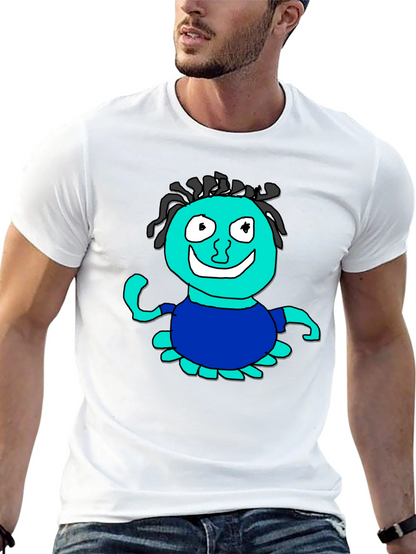 Fun Cartoon Character Graphic Black T-Shirt