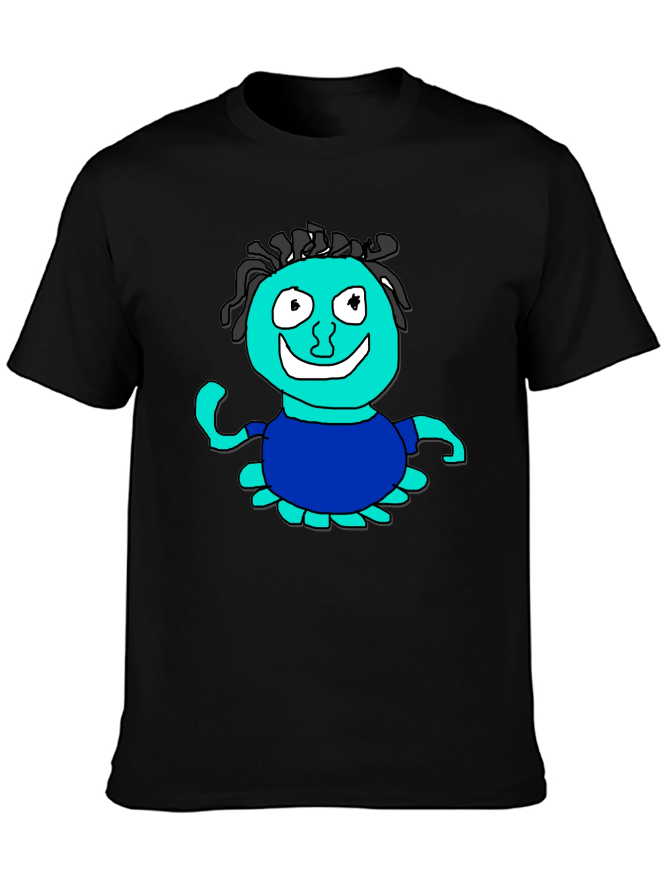 Fun Cartoon Character Graphic Black T-Shirt