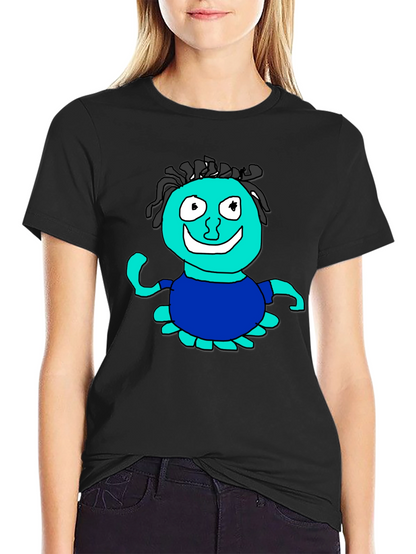 Fun Cartoon Character Graphic Black T-Shirt