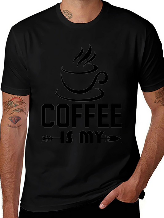 Coffee Is My Arrow T-Shirt Black Cotton Tee Casual Style
