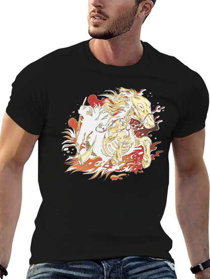 Fiery Skeleton Horse Graphic T-Shirt