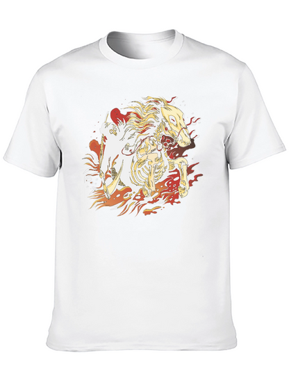 Fiery Skeleton Horse Graphic T-Shirt