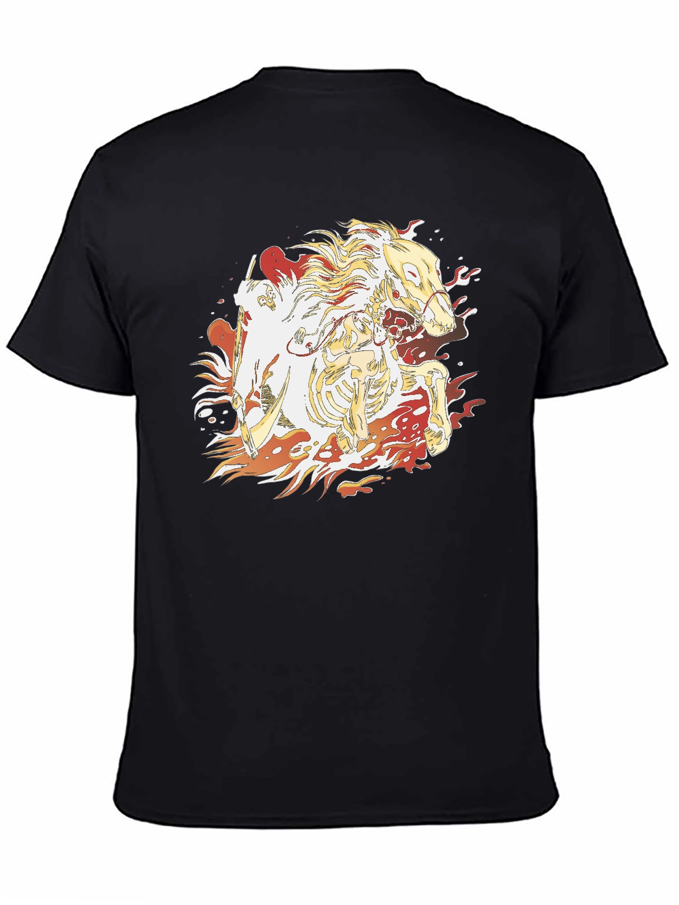 Fiery Skeleton Horse Graphic T-Shirt