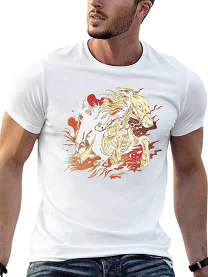 Fiery Skeleton Horse Graphic T-Shirt