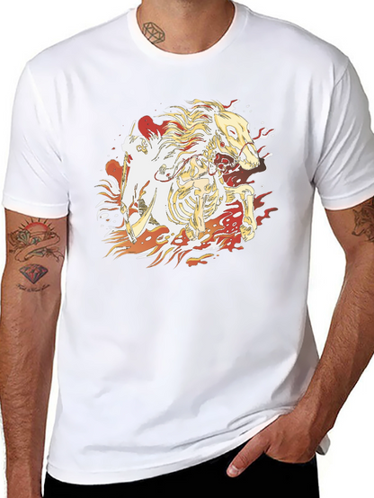 Fiery Skeleton Horse Graphic T-Shirt