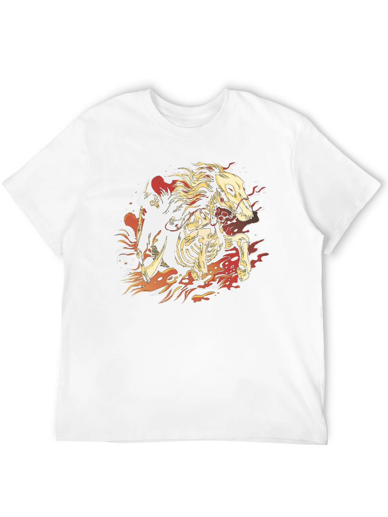 Fiery Skeleton Horse Graphic T-Shirt