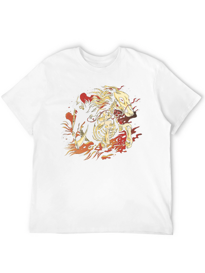 Fiery Skeleton Horse Graphic T-Shirt