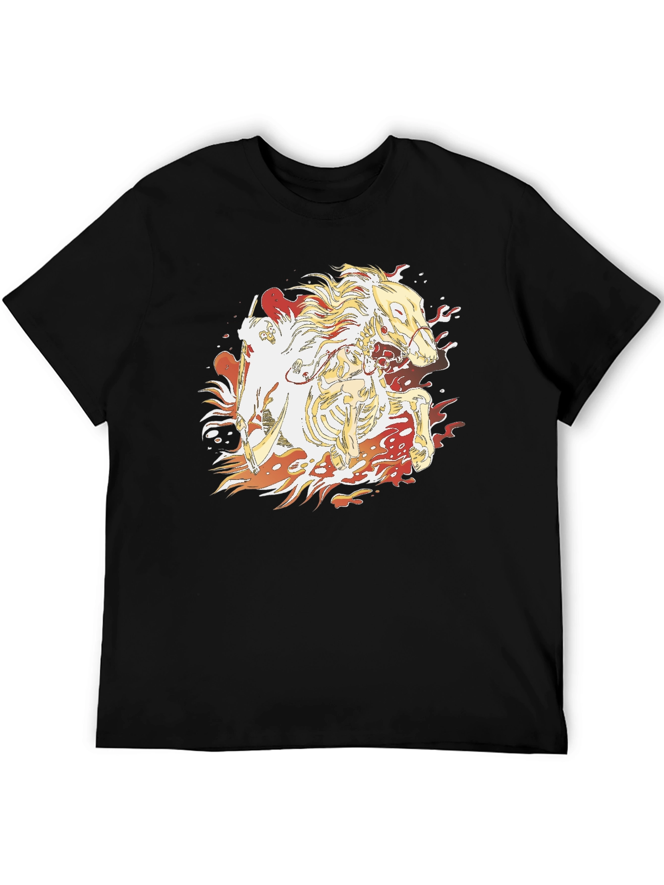 Fiery Skeleton Horse Graphic T-Shirt