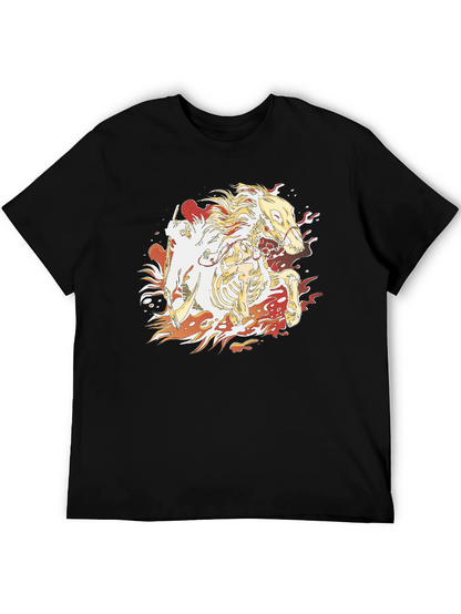 Fiery Skeleton Horse Graphic T-Shirt