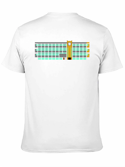 Clock Tower Building Graphic Tee - Black Cotton T-Shirt