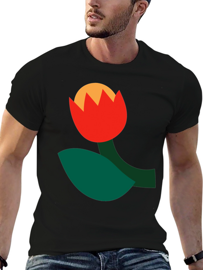 Abstract Flower Graphic Tee - Black
