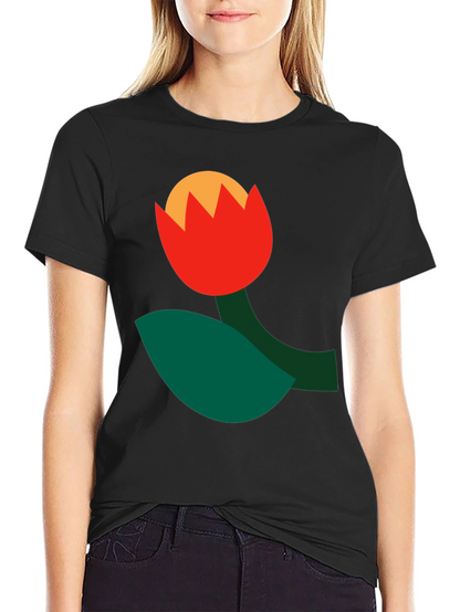 Abstract Flower Graphic Tee - Black